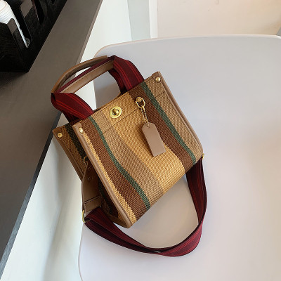 Novi model prugaste ženske platnene torbe sa dvije ručke