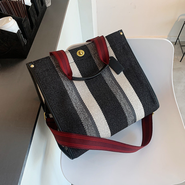 Novi model prugaste ženske platnene torbe sa dvije ručke