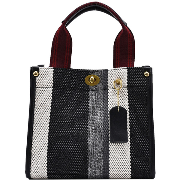 Novi model prugaste ženske platnene torbe sa dvije ručke