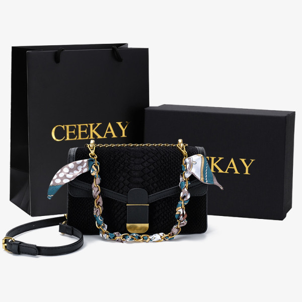 Стилна дамска кожена чанта с връзки