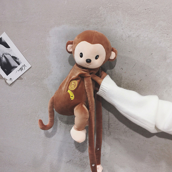 Moodne pruuni värvi ahvikujuline käekott