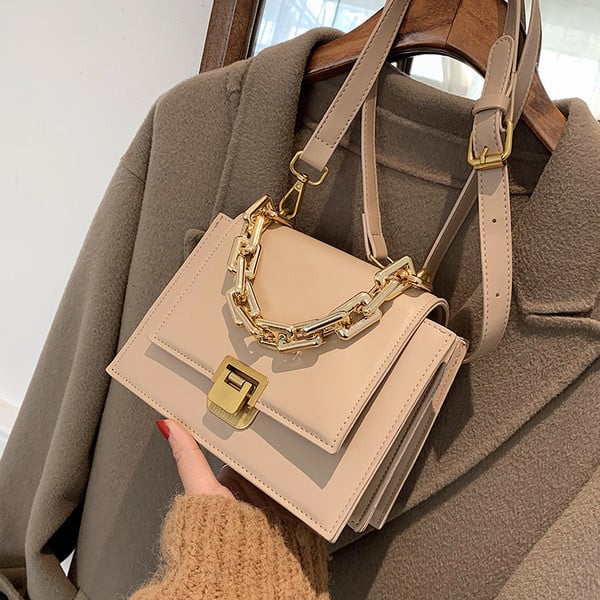 Ženska kožna torba sa metalnim lancem u četiri boje