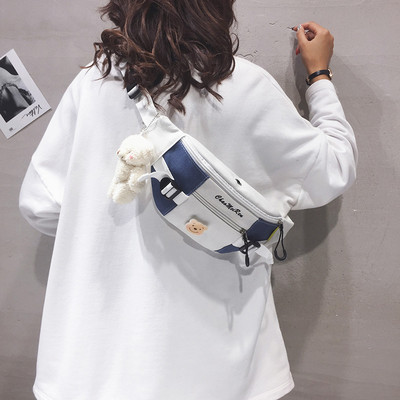 Új modell női válltáska cipzárral és medve medállal