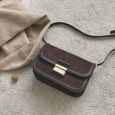 Έκο δερμάτινη και οικολογική τσάντα σουέτ με μεταλλικό κούμπωμα