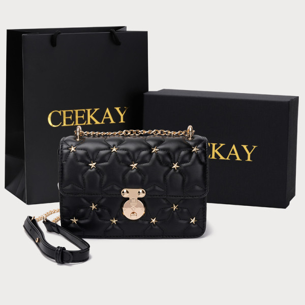 Stiilne naiste nahast kott metallist elementidega