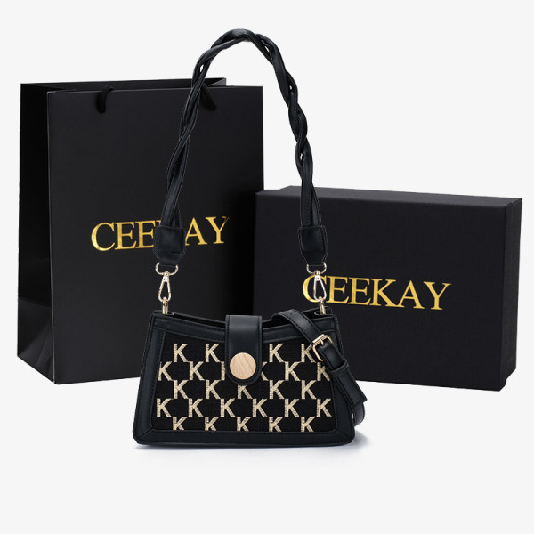 Vabaaja naiste kootud sangaga kott beeži ja musta värviga