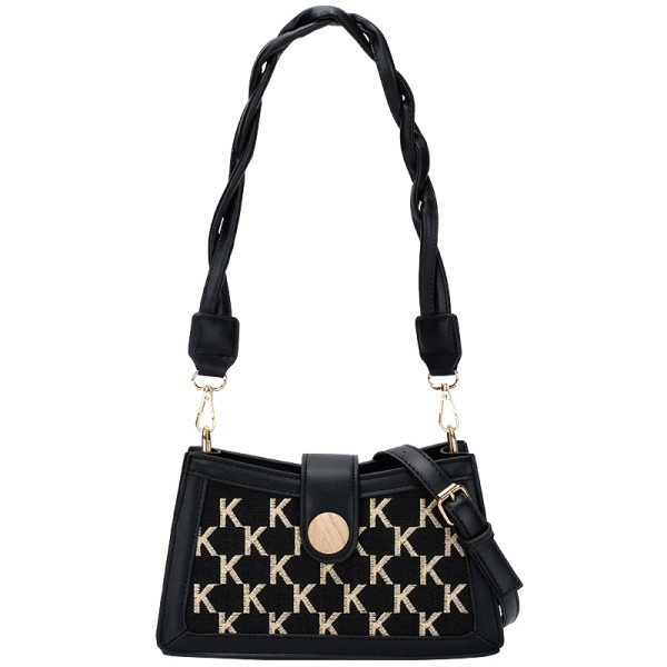 Vabaaja naiste kootud sangaga kott beeži ja musta värviga