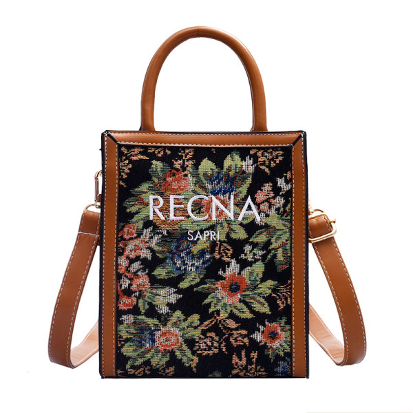 Moodne kahe sangaga lillemotiiviga naistekott