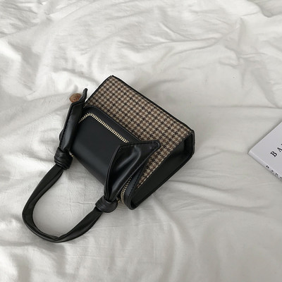 Καρό μίνι τσάντα με δύο λαβές