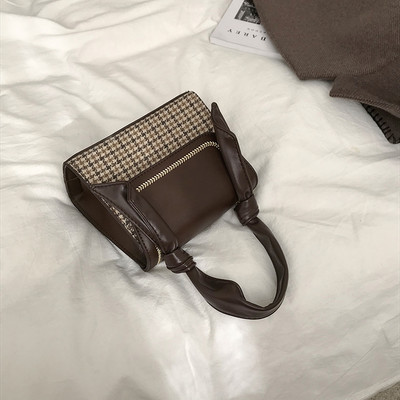 Καρό μίνι τσάντα με δύο λαβές