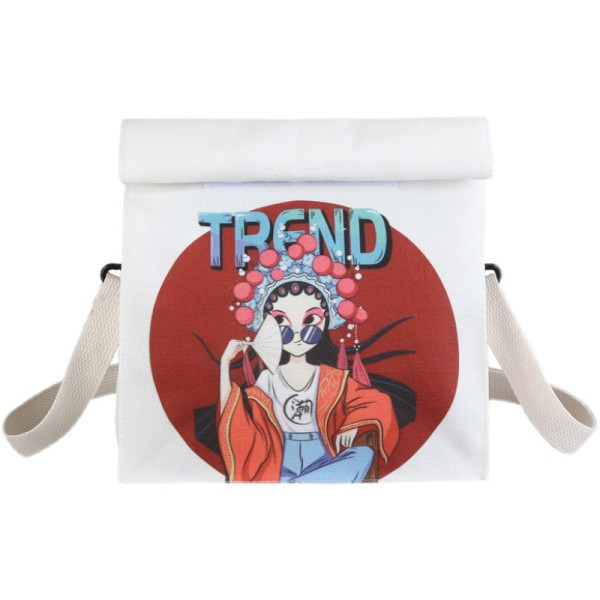 Női táska színes mintával és hosszú füllel