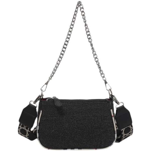 Moderna ženska torba s metalnim lancem i tekstilnom ručkom