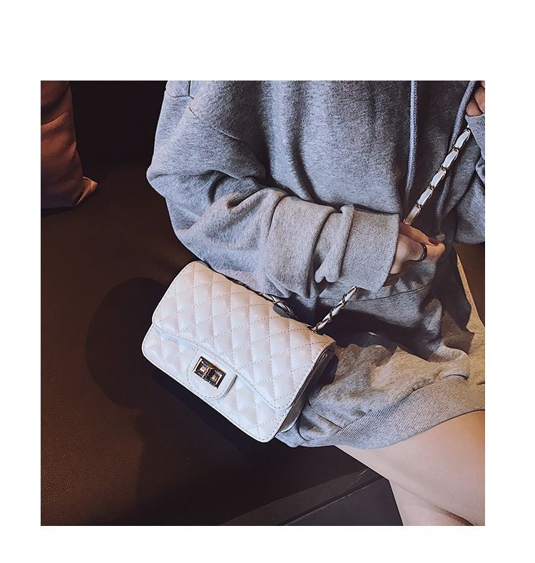 Moodne väike metallketiga nahast kott