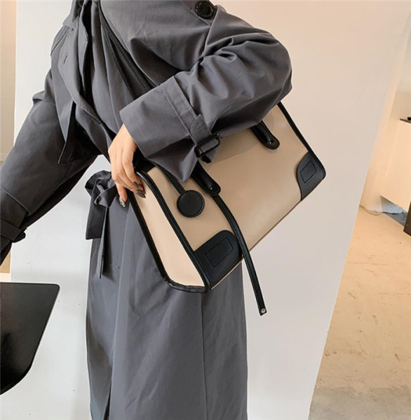 Öko-nahast ja tekstiilist suur igapäevane õlakott