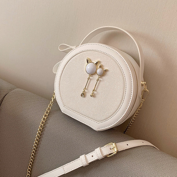 Moodne pärlitega ümara kujuga naiste kott