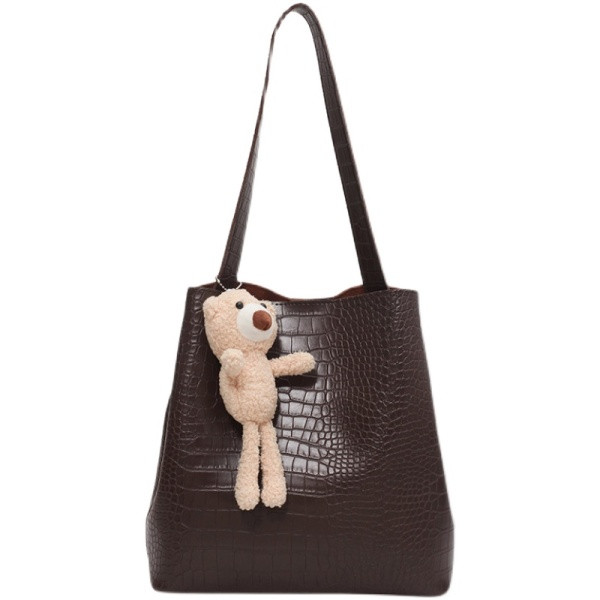 Geanta de mana din piele cu element 3D si doua manere