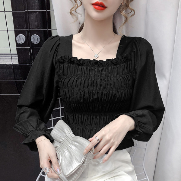 Naujo modelio moteriški trijų spalvų marškiniai kvadratine iškirpte