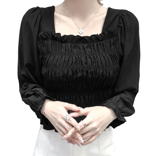 Naujo modelio moteriški trijų spalvų marškiniai kvadratine iškirpte