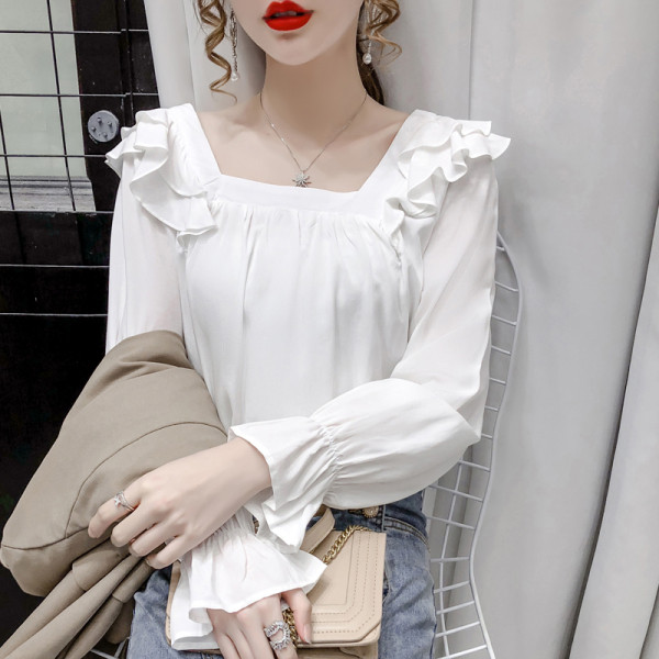 Moderna ženska košulja s lotos rukavima i četvrtastim izrezom