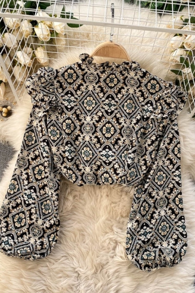 Új modell női ing magas gallérral és gombokkal