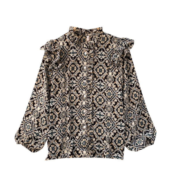 Új modell női ing magas gallérral és gombokkal