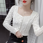 Ежедневна дамска риза с копчета в бял цвят