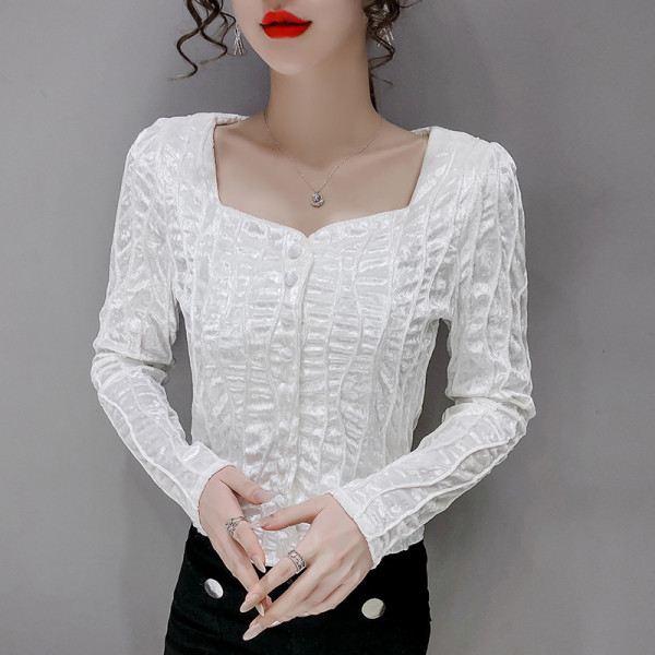 Ежедневна дамска риза с копчета в бял цвят