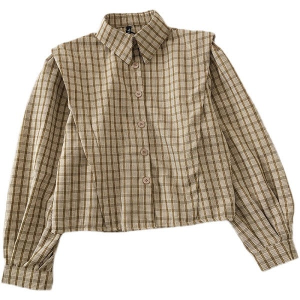 Ženska karirana košulja s klasičnim ovratnikom i dugim rukavima