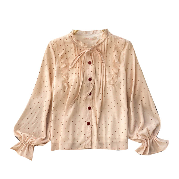 Beeži värvi paela ja nööpidega naiste särk