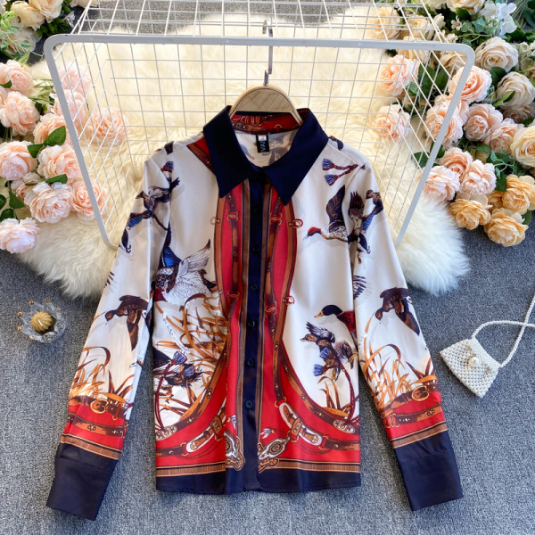 Naiste värvilise mustriga pikkade varrukatega särk