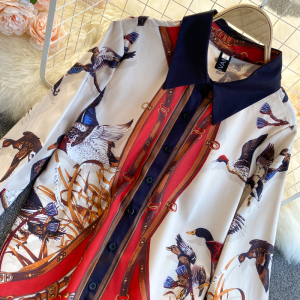 Naiste värvilise mustriga pikkade varrukatega särk