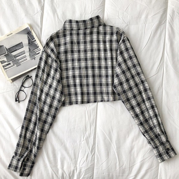 Naiste ruuduline pikkade varrukatega lühike särk