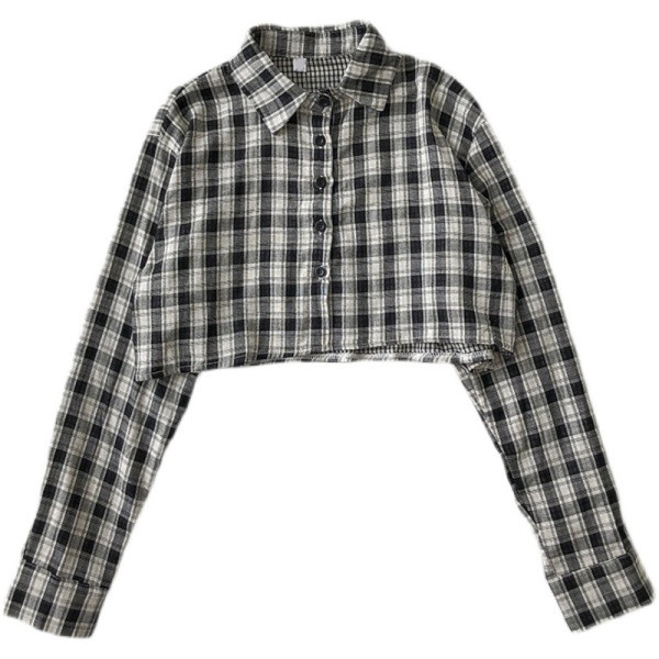 Naiste ruuduline pikkade varrukatega lühike särk