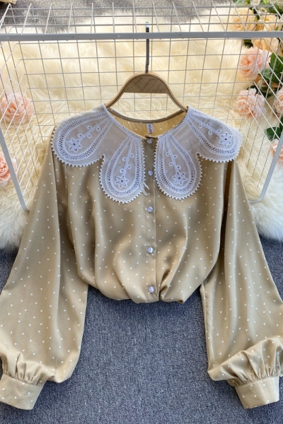 Ženska moderna košulja na dugmad i čipku u dvije boje