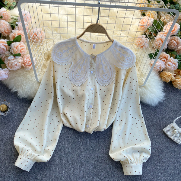 Ženska moderna košulja na dugmad i čipku u dvije boje