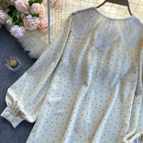 Ženska moderna košulja na dugmad i čipku u dvije boje