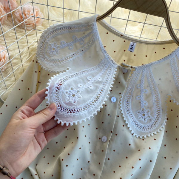 Ženska moderna košulja na dugmad i čipku u dvije boje