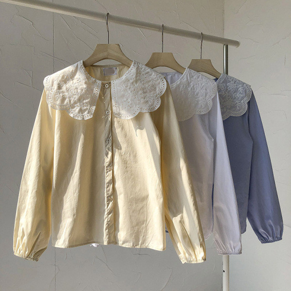 Kaasaegne ümara kaelusega ja pikkade varrukatega naiste särk