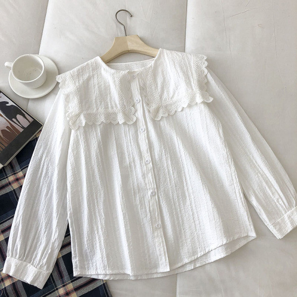 Modern női ing ovális nyakkivágással - fehér színben