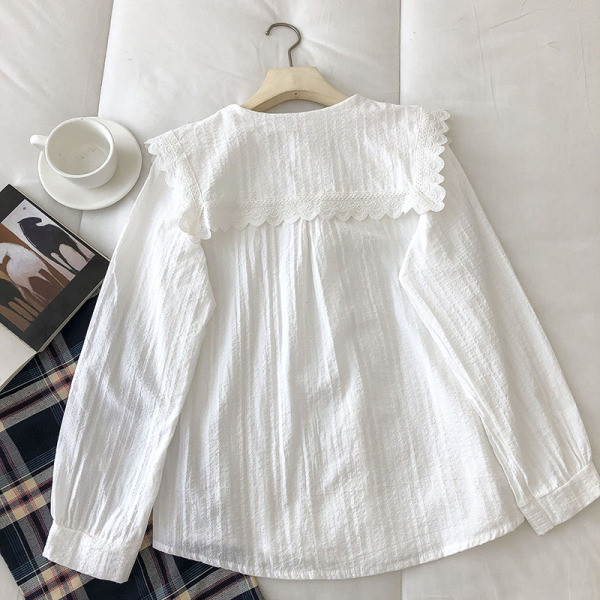 Modern női ing ovális nyakkivágással - fehér színben