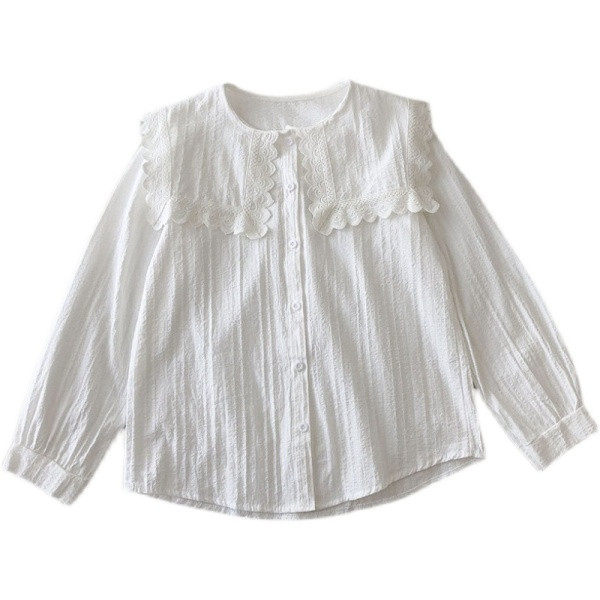 Modern női ing ovális nyakkivágással - fehér színben