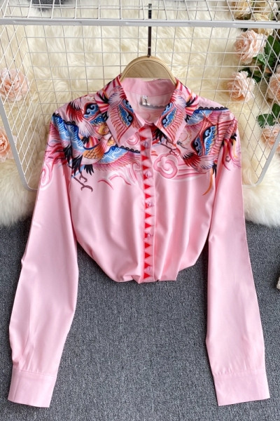 Modern női ing klasszikus gallérral, rózsaszínben