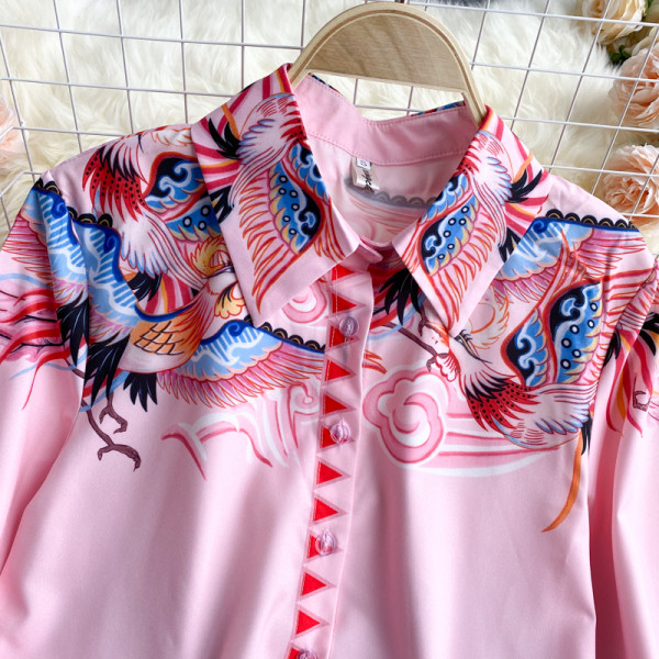 Modern női ing klasszikus gallérral, rózsaszínben