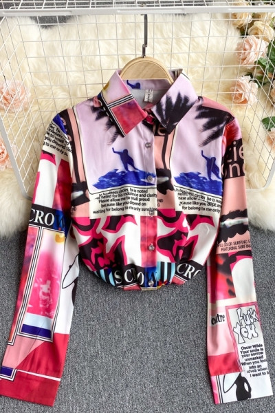 Többszínű női ing klasszikus gallérral