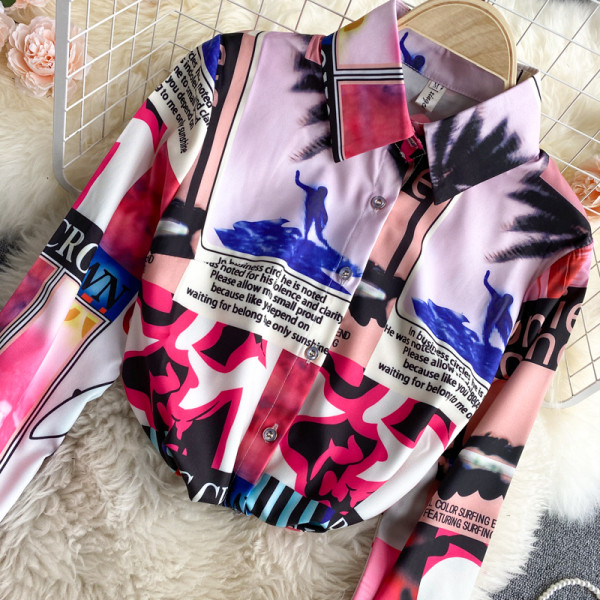 Többszínű női ing klasszikus gallérral