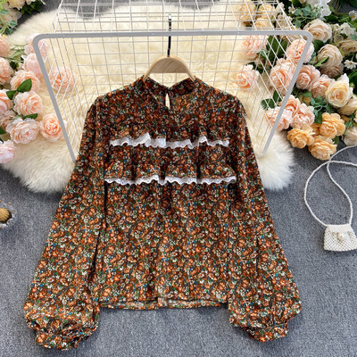 Lillemustri ja pikkade varrukatega naiste vabaaja särk