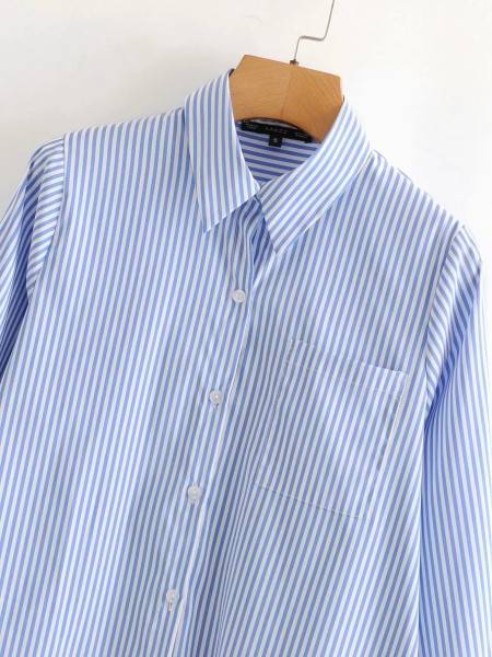 Csíkos aszimmetrikus ing zsebbel