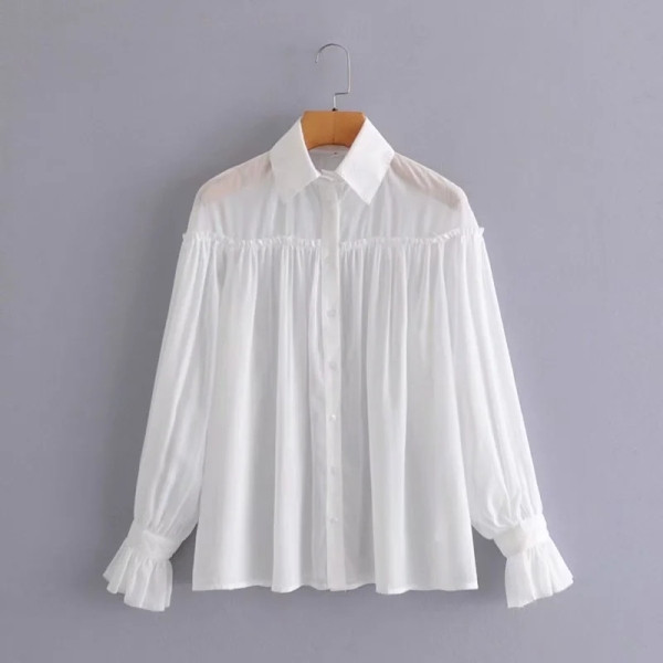 Női fehér ing széles tüll modell