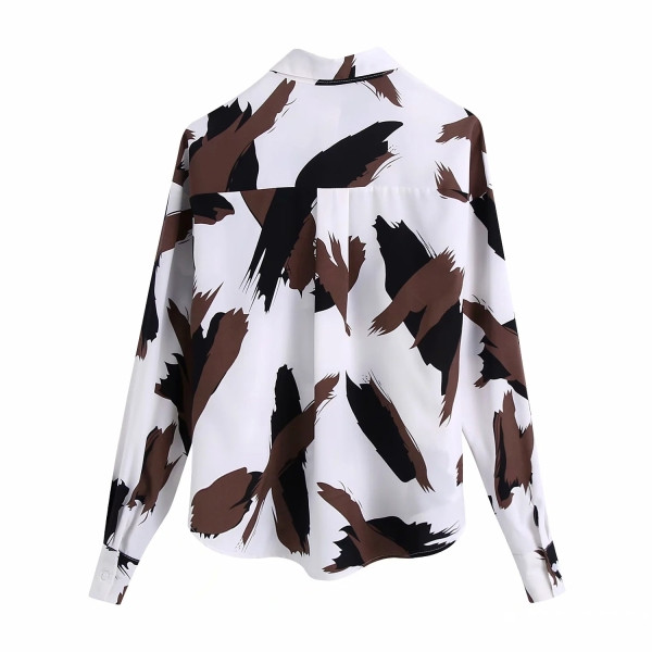 Νέο μοντέλο γυναικείο πουκάμισο με κλασικό γιακά και πολύχρωμο μοτίβο