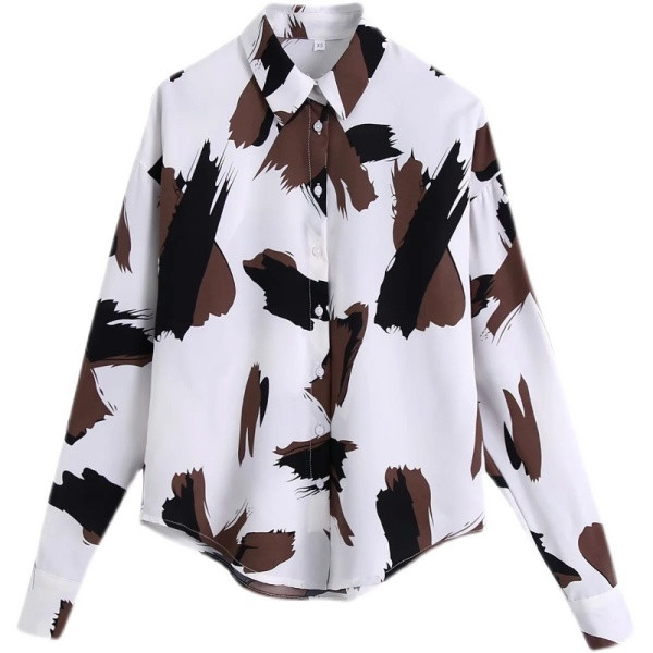 Νέο μοντέλο γυναικείο πουκάμισο με κλασικό γιακά και πολύχρωμο μοτίβο